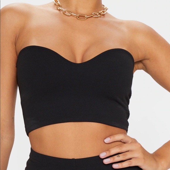 BLACK SWEETHEART BANDEAU CROP TOP - Picture 5 of 9